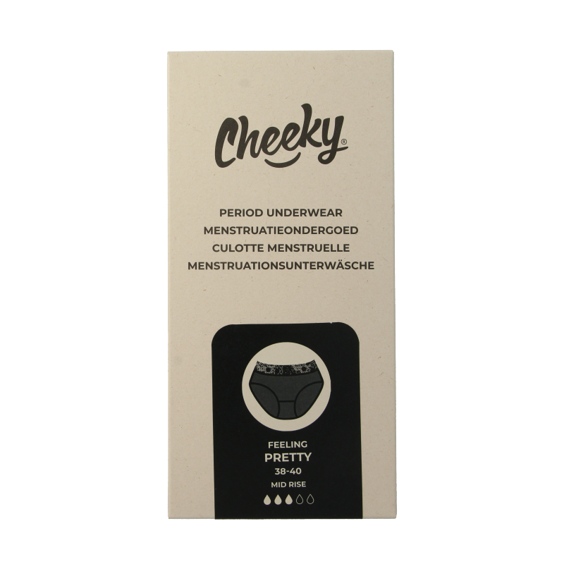 Cheeky Wipes Menstruatie ondergoed Feeling Pretty zw maat 38-40 1 Stuks