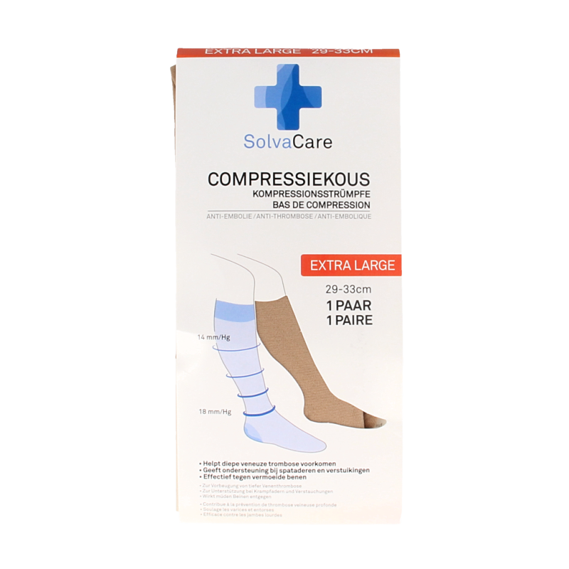 Solvacare Compressiekous beige XL 29 - 33 cm 1 Paar