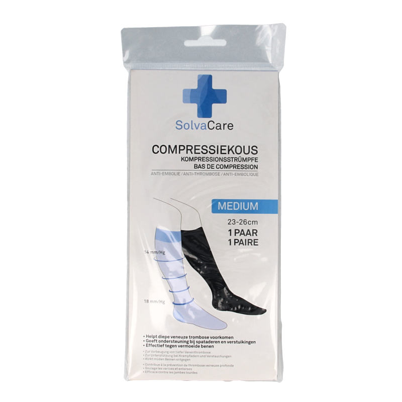 Solvacare Compressiekous zwart M 23 - 26 cm 1 Paar