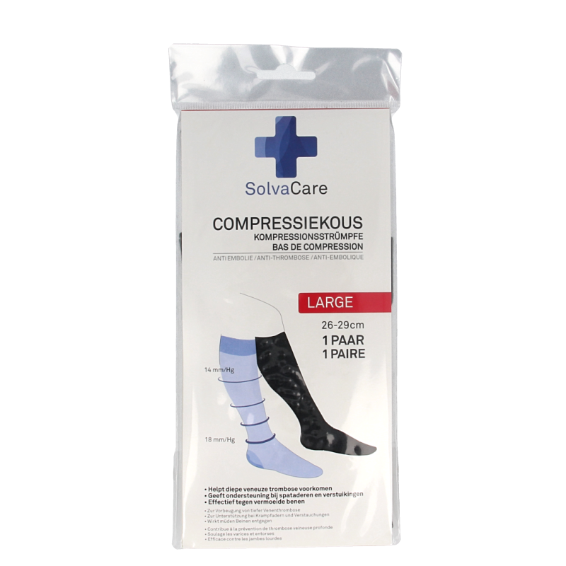 Solvacare Compressiekous zwart L 26 - 29 cm 1 Paar