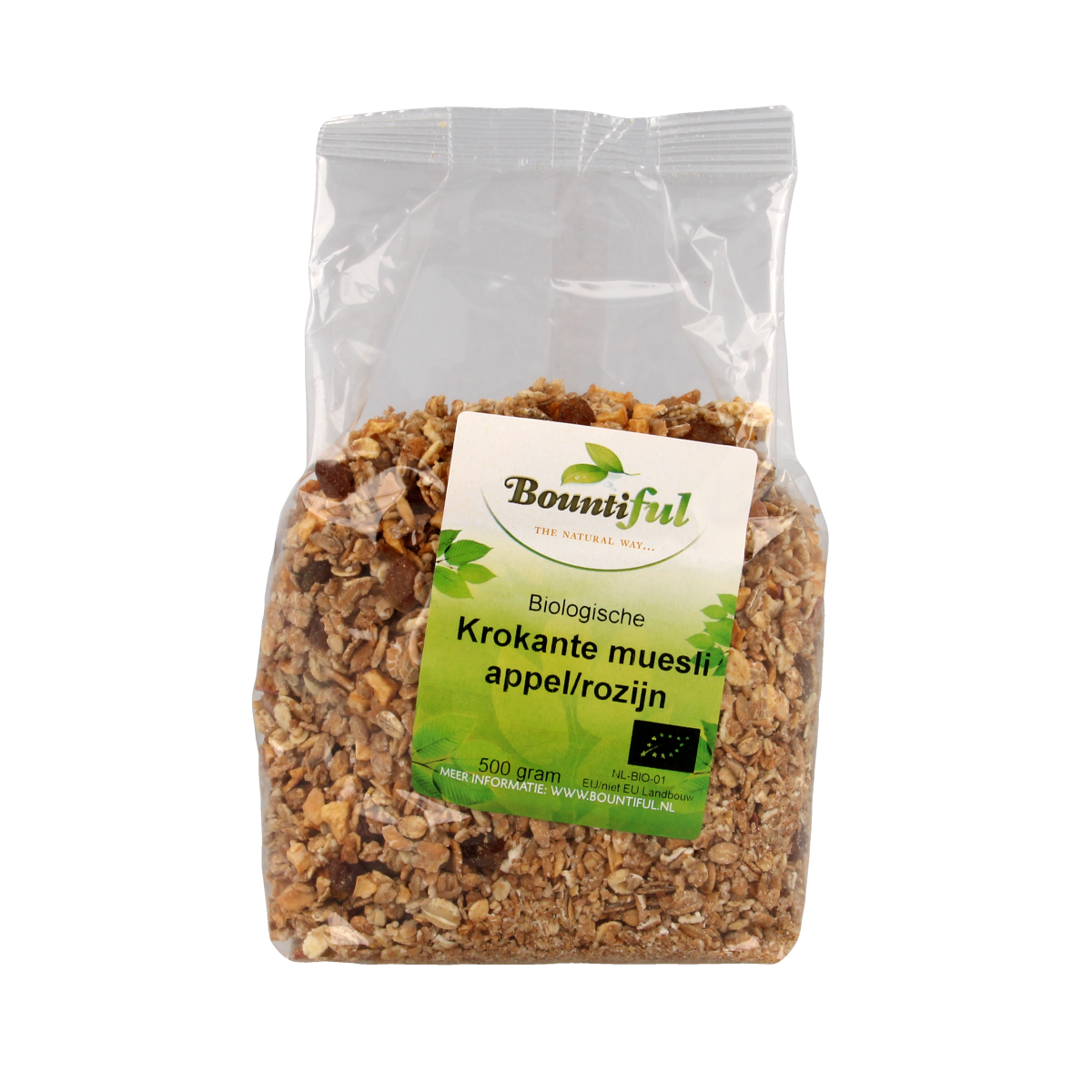 Bountiful Granola appel rozijn muesli bio 500.00 Gram