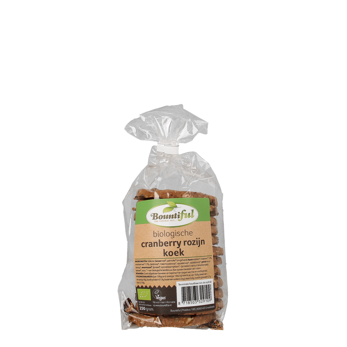Bountiful Cranberry rozijnkoek bio 250.00 Gram
