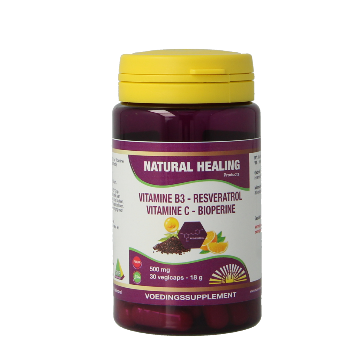 NHP Vit B3 Resveratrol vitamine C bioperine 30.00 Vegetarische capsules