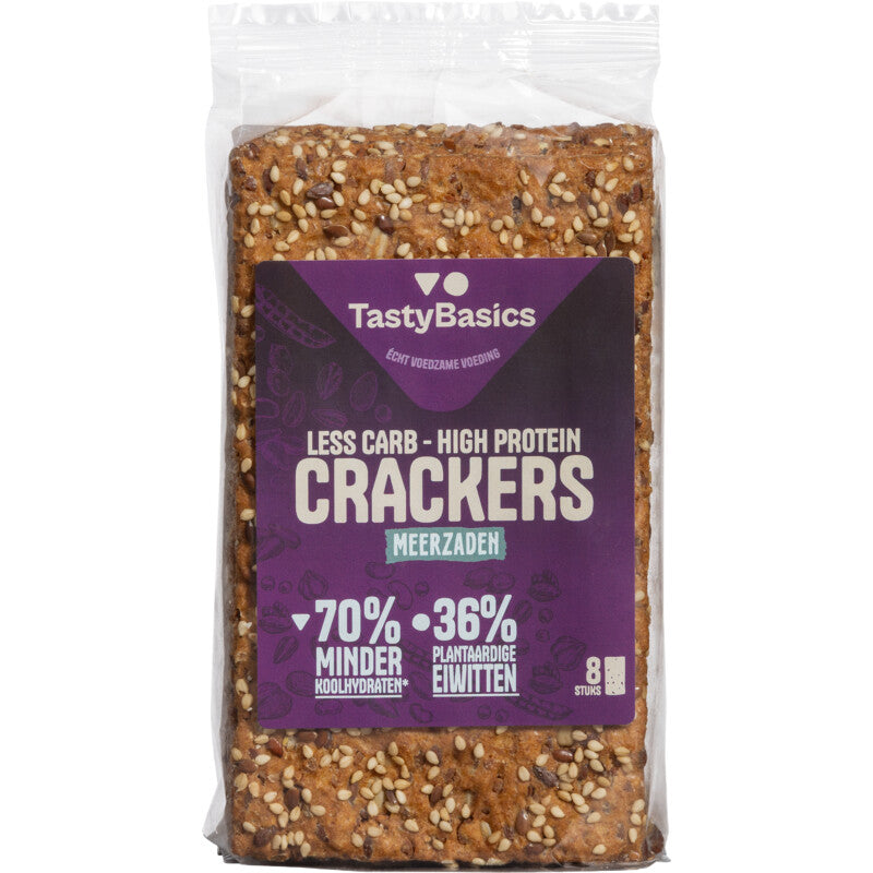 TastyBasics Less carb-high protein crackers meerzaden 200 Gram