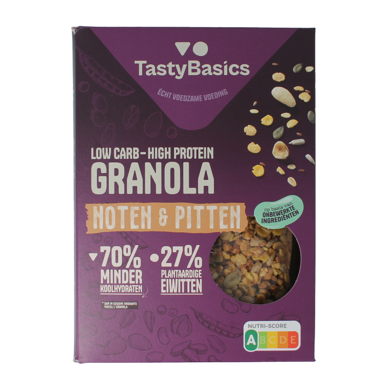 TastyBasics Less carb-high protein granola noten & pitten 350 Gram