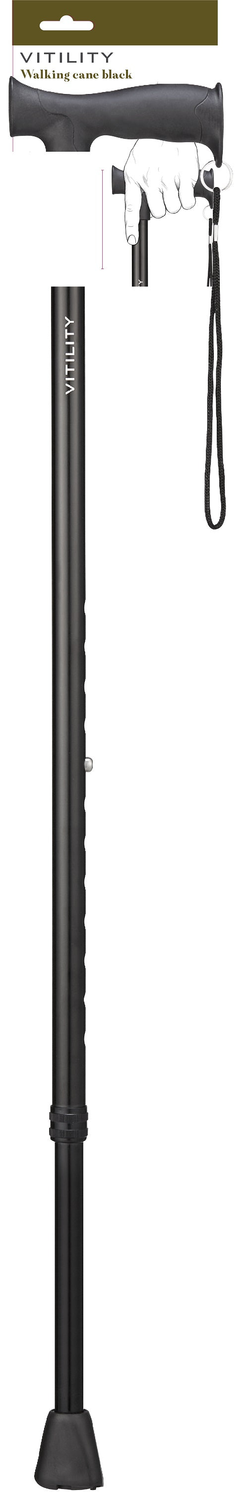 Vitility Wandelstok zwart 1 Stuks