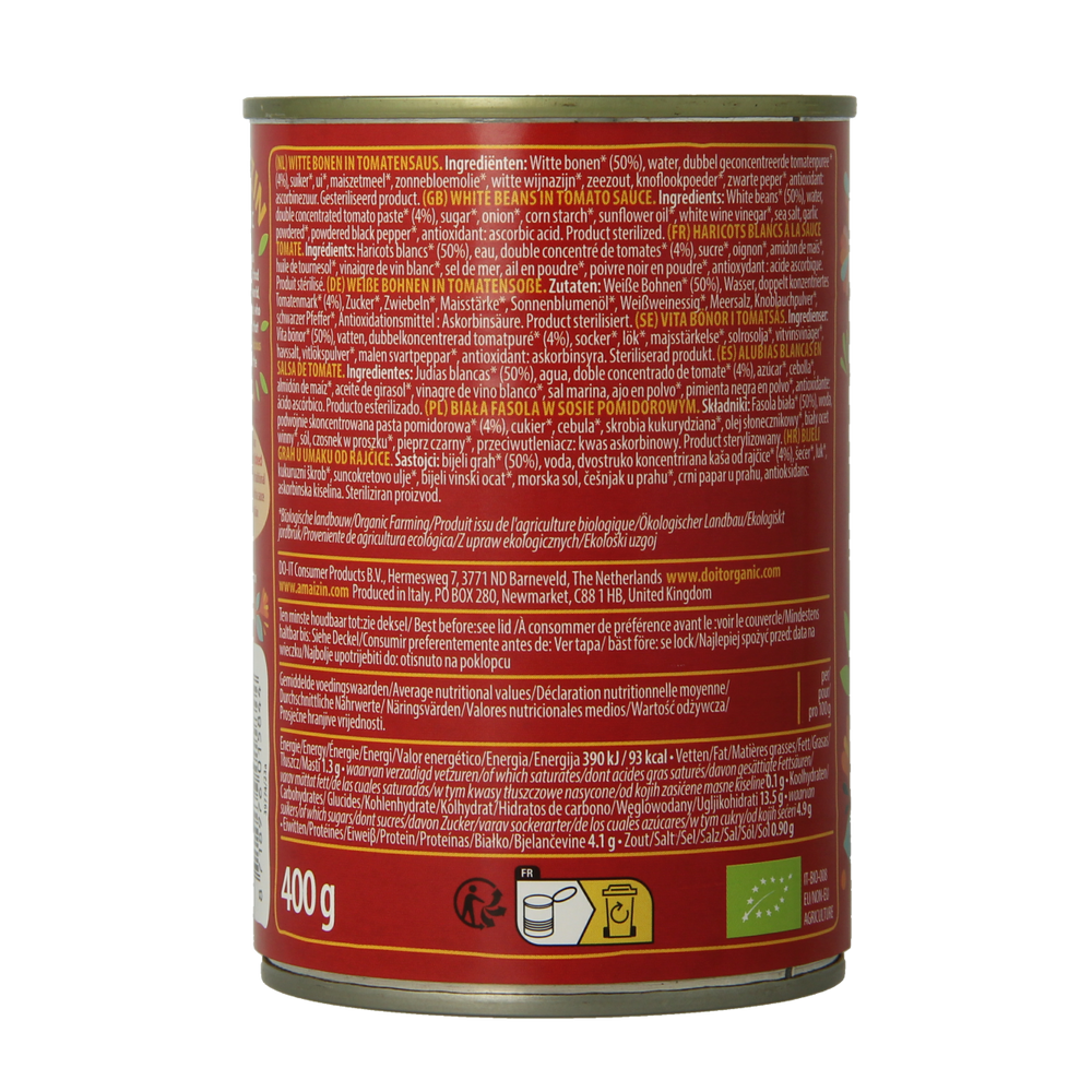 Amaizin Witte bonen in tomatensaus bio 400.00 Gram