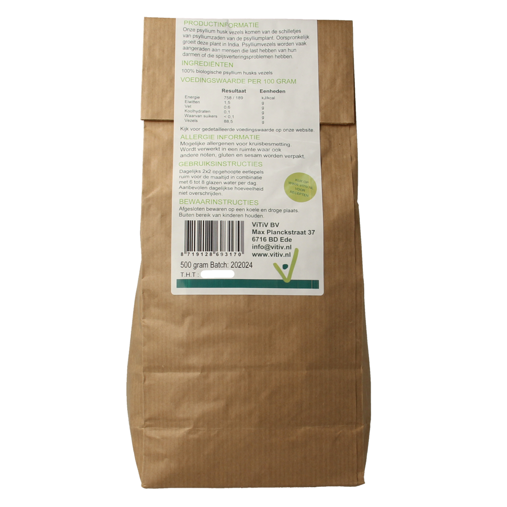 Vitiv Psyllium vezels bio 500.00 Gram