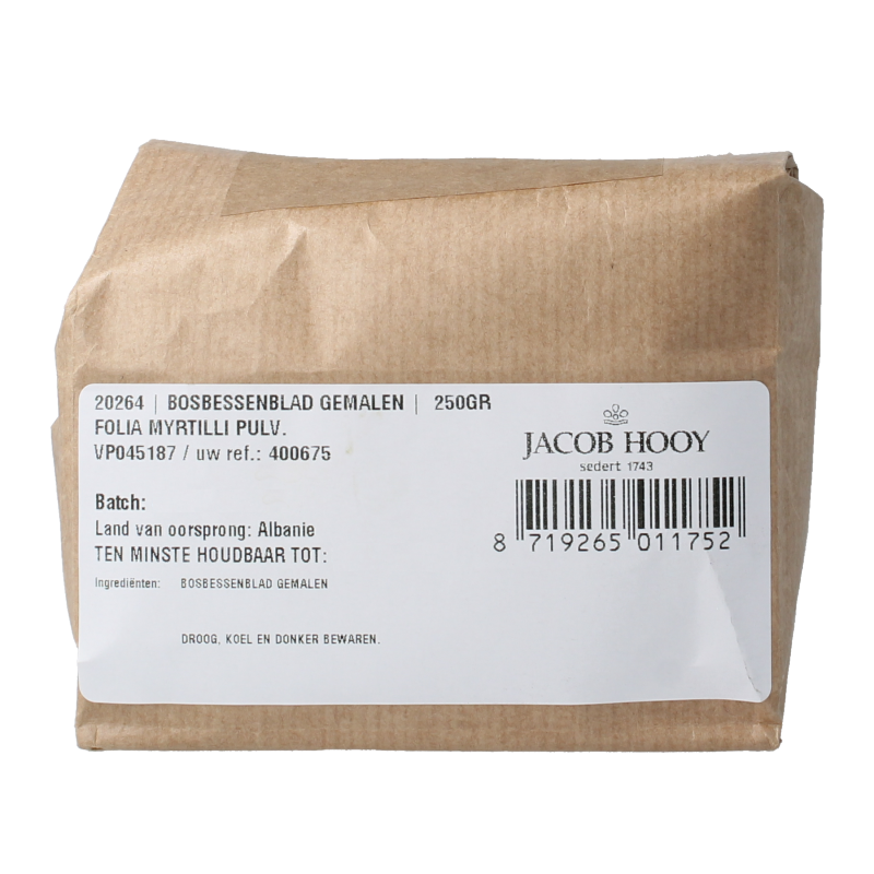 Jacob Hooy Bosbessenblad gemalen 250 Gram
