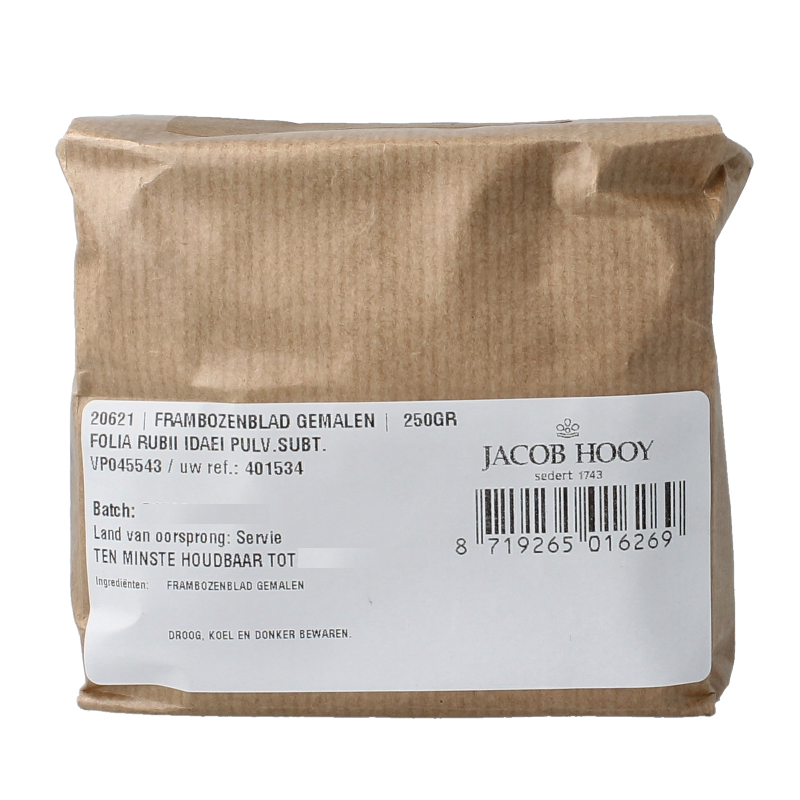 Jacob Hooy Frambozenblad gemalen 250 Gram