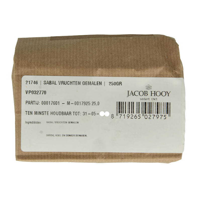 Jacob Hooy Sabal vruchten/zaagpalmbessen gemalen 250 Gram