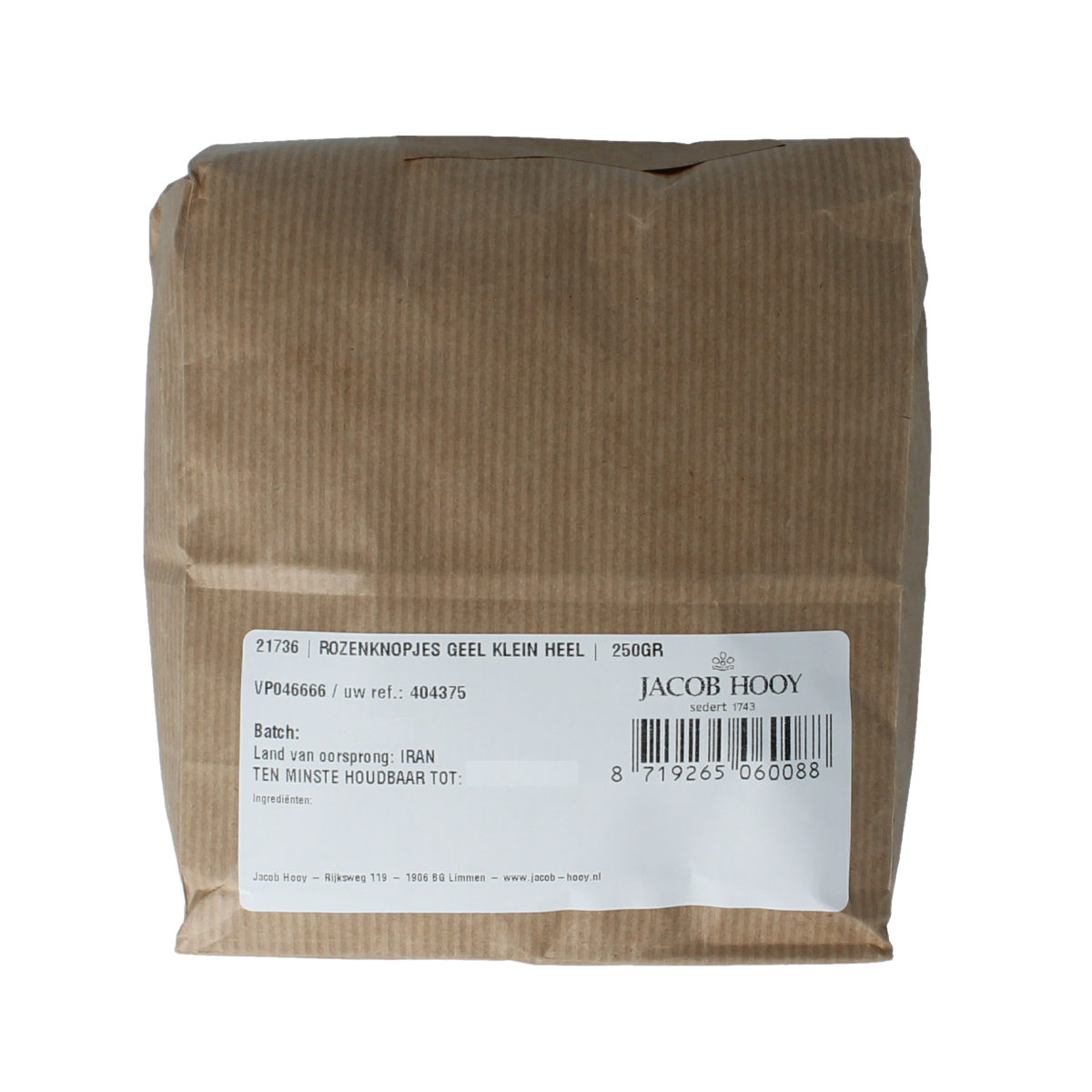 Jacob Hooy Rozenknopjes geel klein heel 250.00 Gram
