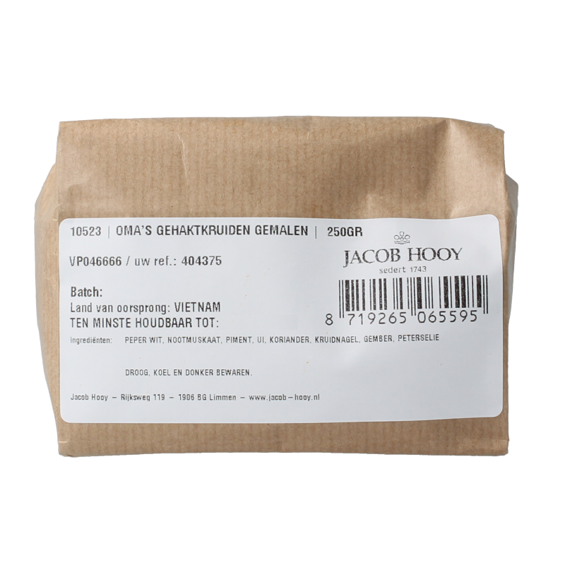 Jacob Hooy Oma's gehaktkruiden gemalen 250 Gram