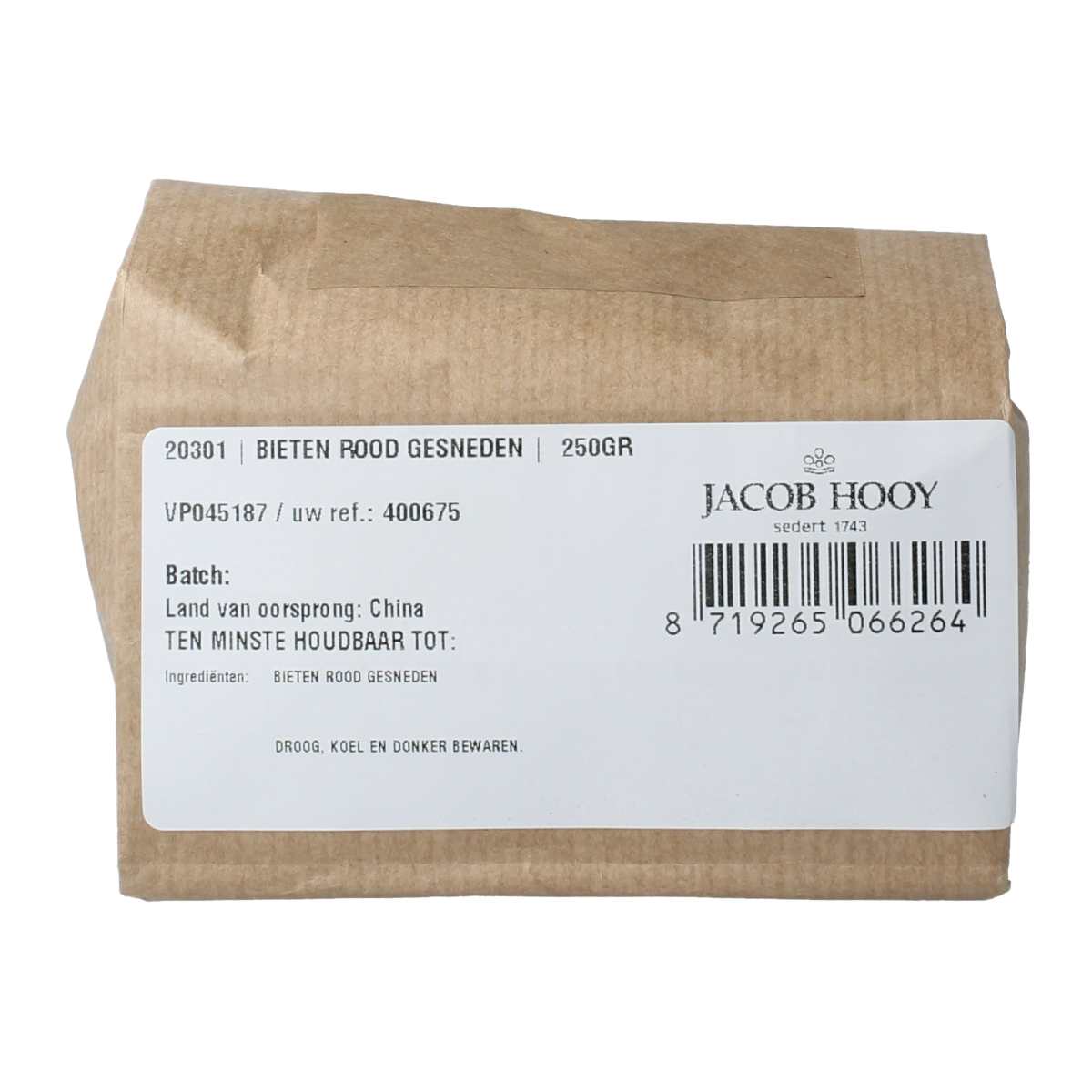 Jacob Hooy Bieten rood gesneden 250.00 Gram