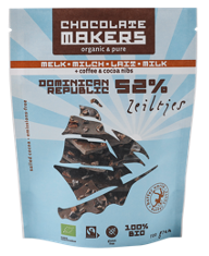 Chocolatemakers Zeiltjes melk 52% met cacaonibs & koffie bio 100 Gram
