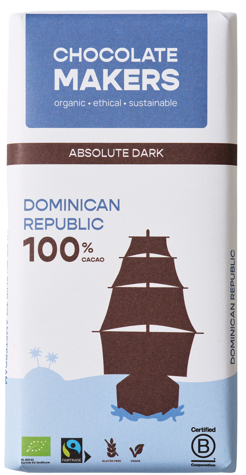 Chocolatemakers Reep tres hombres 100% extra puur fairtrade bio 80.00 Gram