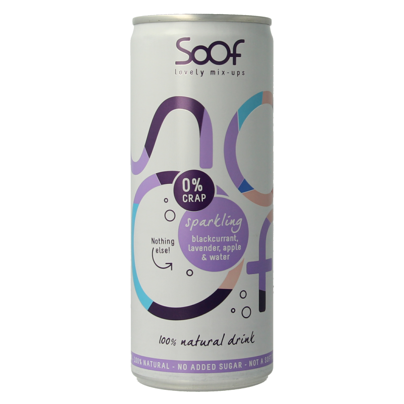 Soof Drinks Sparkling zwarte bes lavendel & appel 250 Milliliter