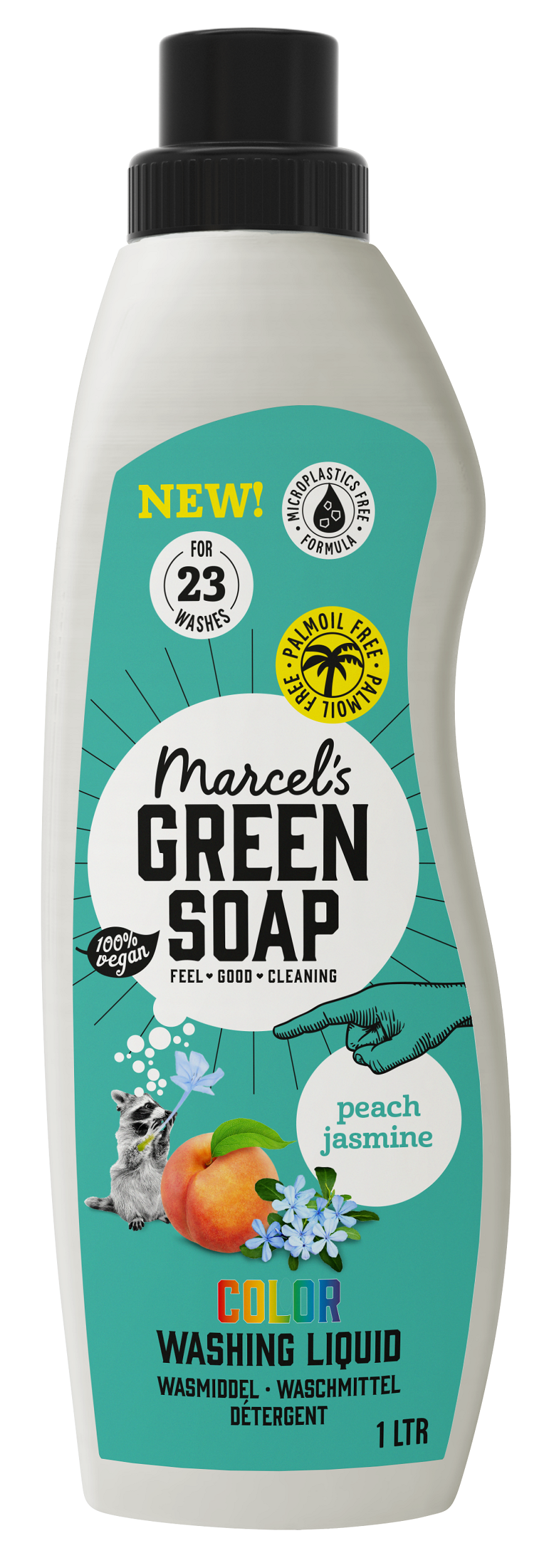 Marcel's Green Soap Wasmiddel kleur perzik & jasmijn 1.00 Liter