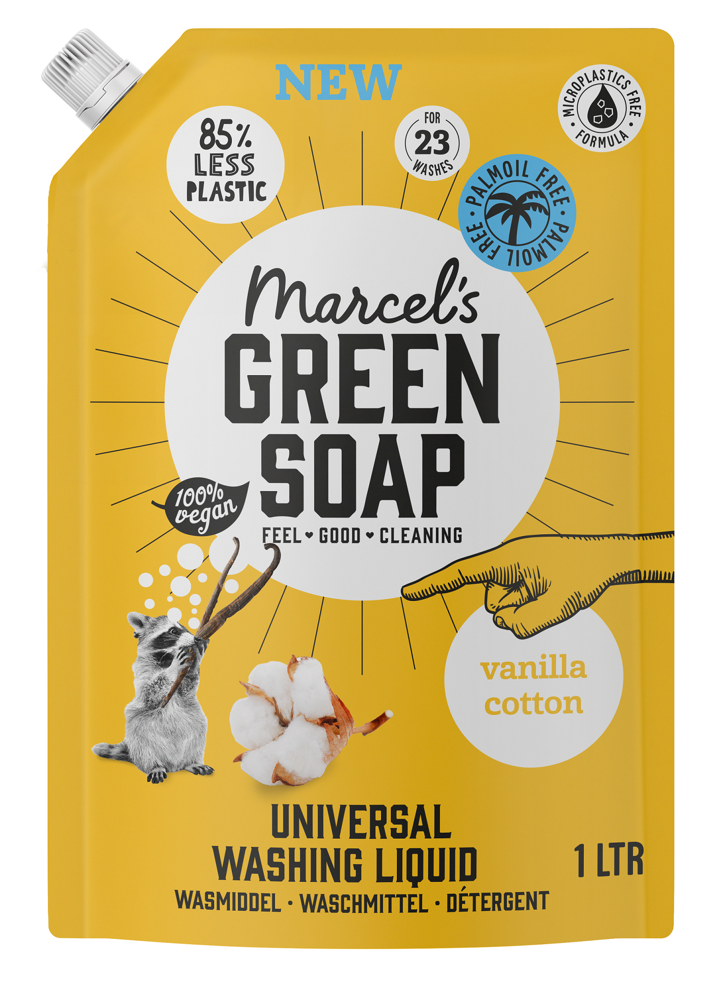 Marcel's Green Soap Wasmiddel universeel vanille & katoen navulling 1.00 Liter