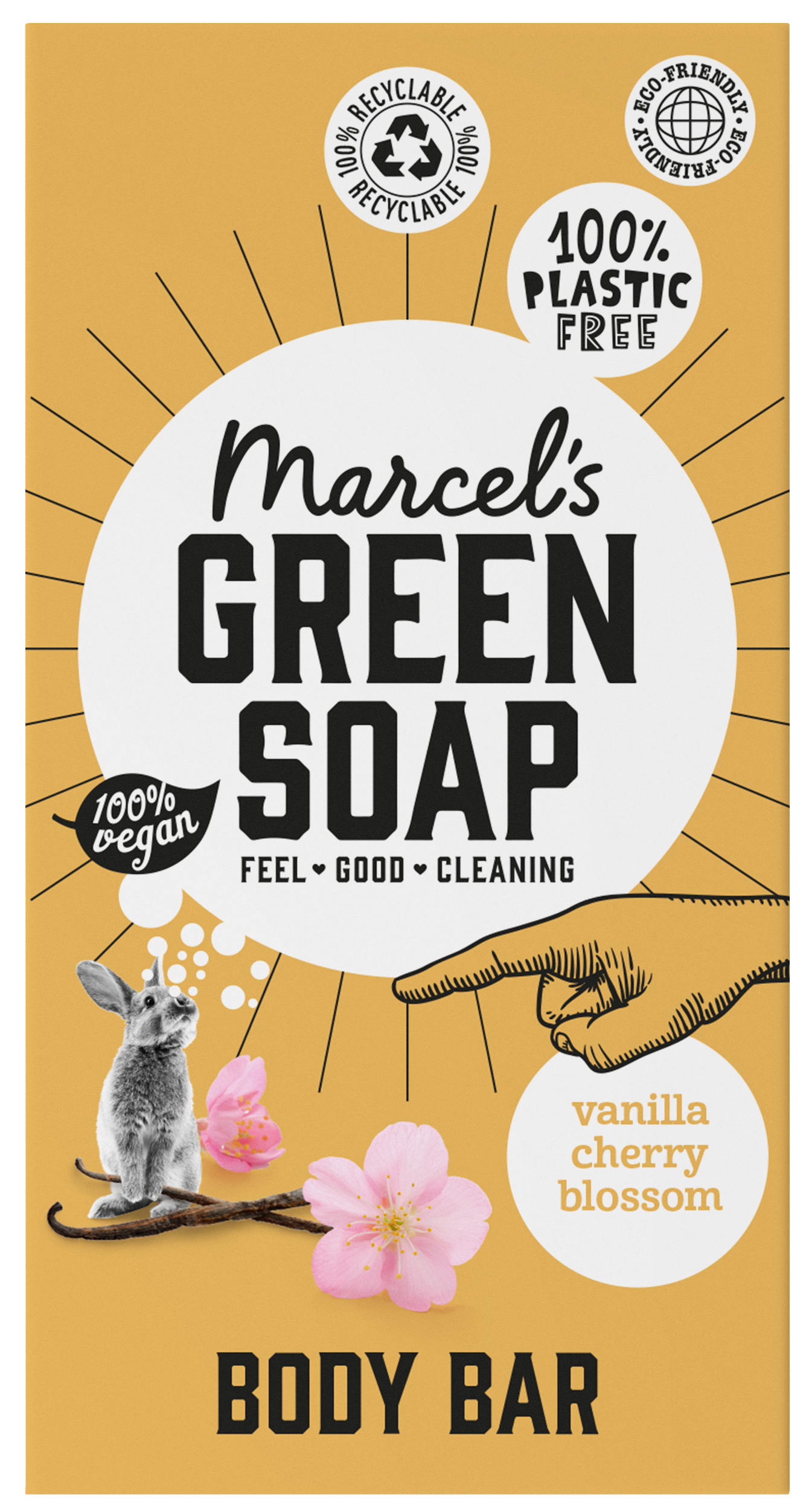 Marcel's Green Soap Shower bar vanilla & cherry 150 Gram