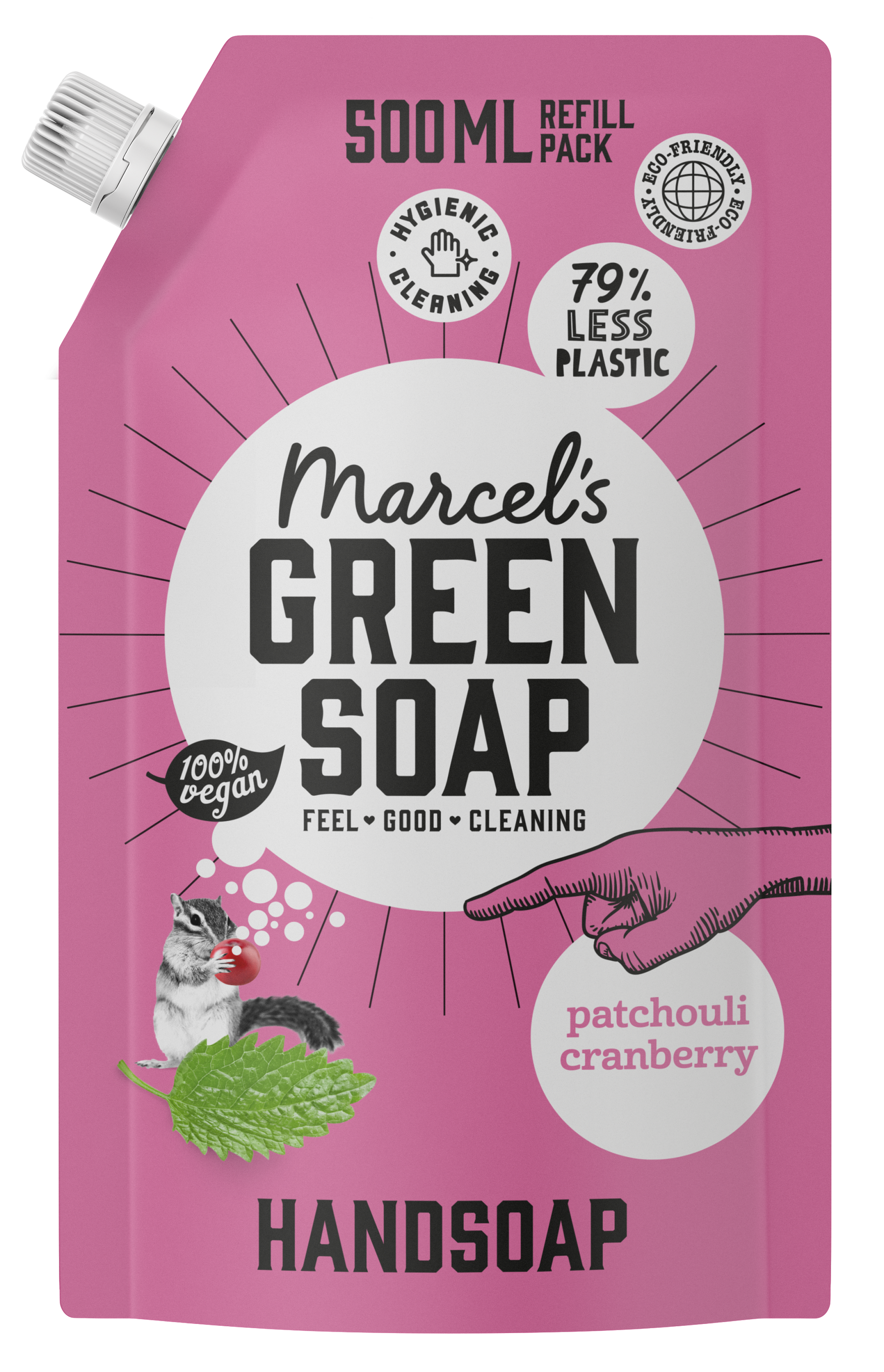 Marcel's Green Soap Handzeep patchouli & cranberry navul 500.00 Milliliter