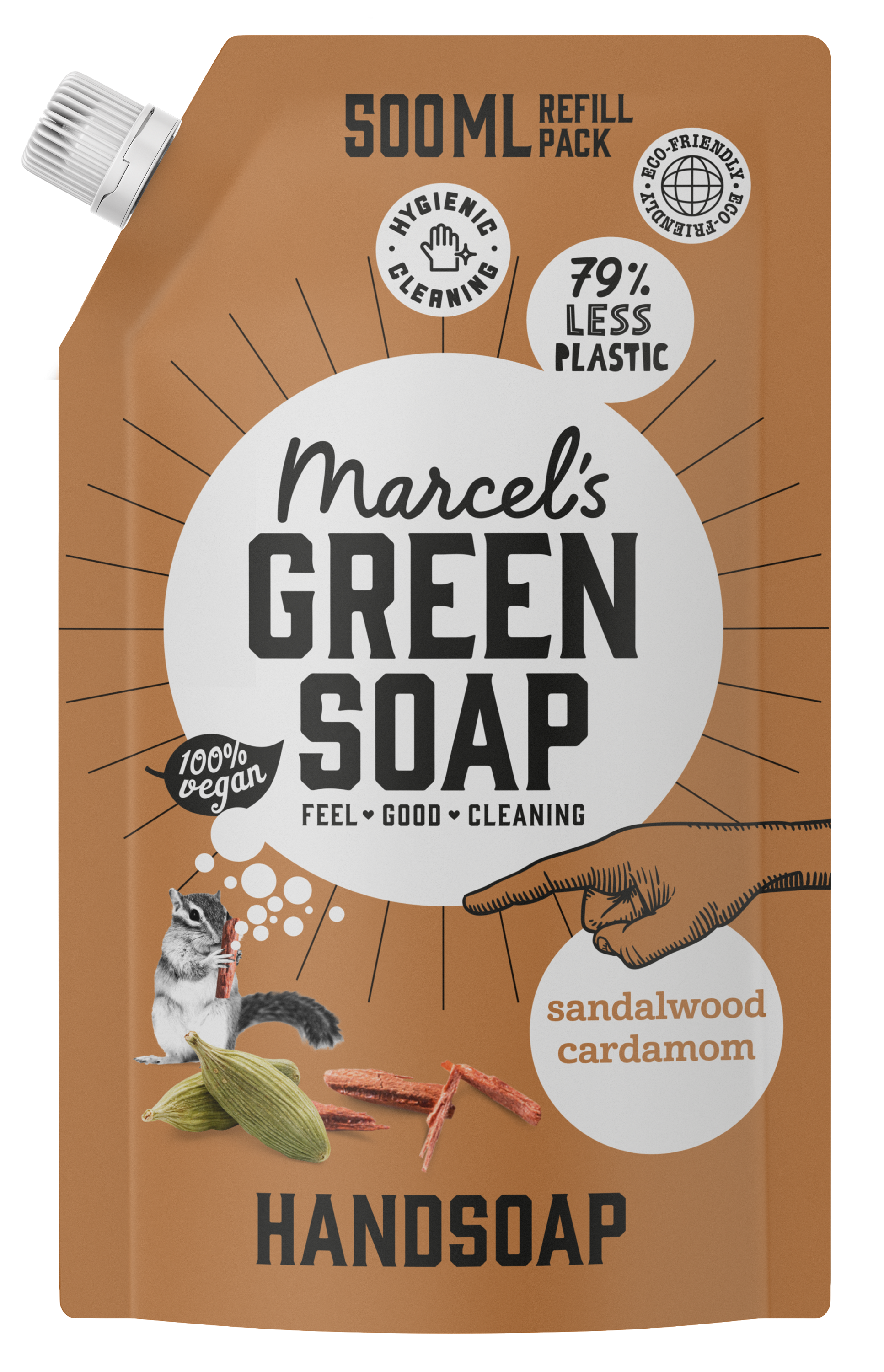 Marcel's Green Soap Handzeep sandelhout & kardemom navul 500.00 Milliliter