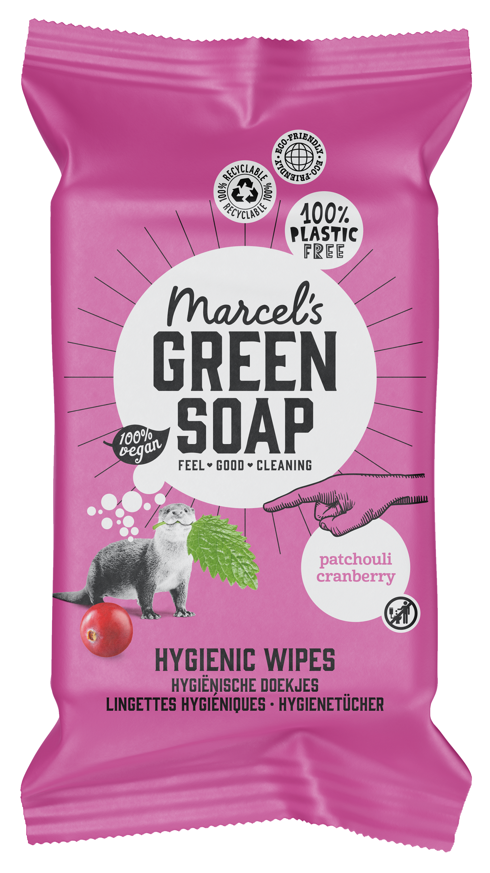 Marcel's Green Soap Cleansing wipes patchouli & cranberry 60.00 Stuks