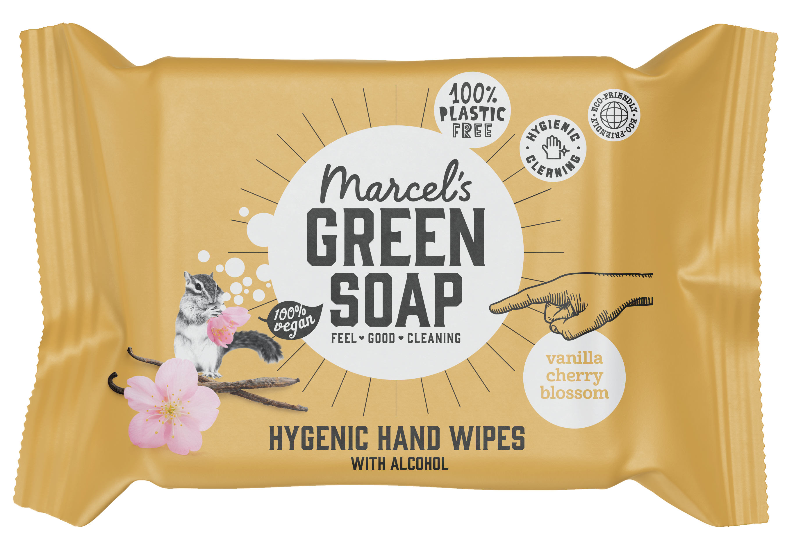 Marcel's Green Soap Hand wipes vanilla & cherry blossom bio 15.00 Stuks