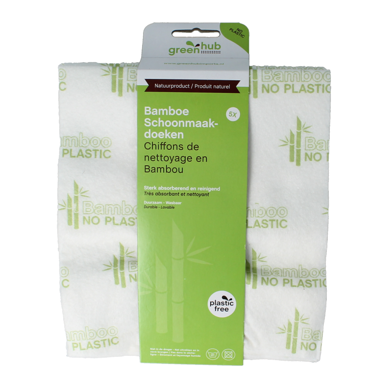 Greenhub  Schoonmaakdoeken bamboe 5 Stuks