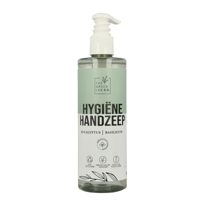 The Green Lab Co Handzeep vloeibaar eucalyptus & basilicum met pomp 300 Milliliter