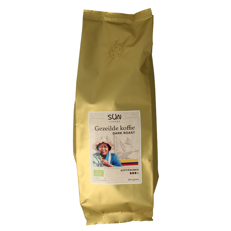 SUN Coffee Gezeilde koffiebonen dark roast bio 500 Gram