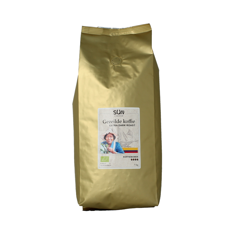 SUN Coffee Gezeilde koffiebonen extra dark roast bio 1 Kilogram