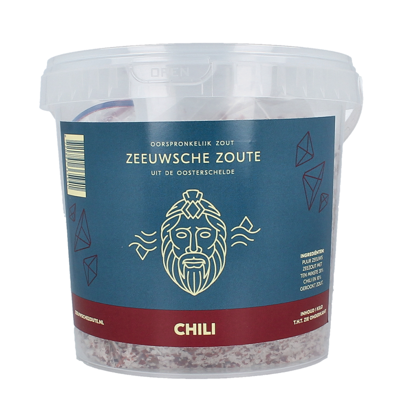 Zeeuwsche Zoute Zout met chili in emmer 1 Kilogram
