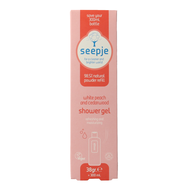 Seepje Showergel white peach and cedarwood navulling 38 Gram