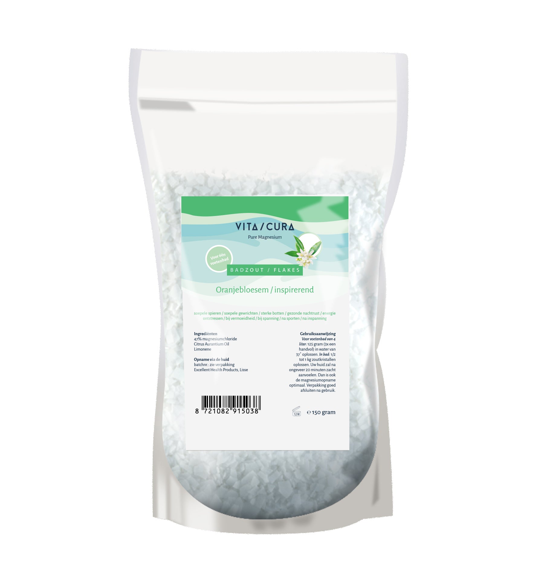 Vitacura Magnesium zout flakes oranjebloesem 150 Gram