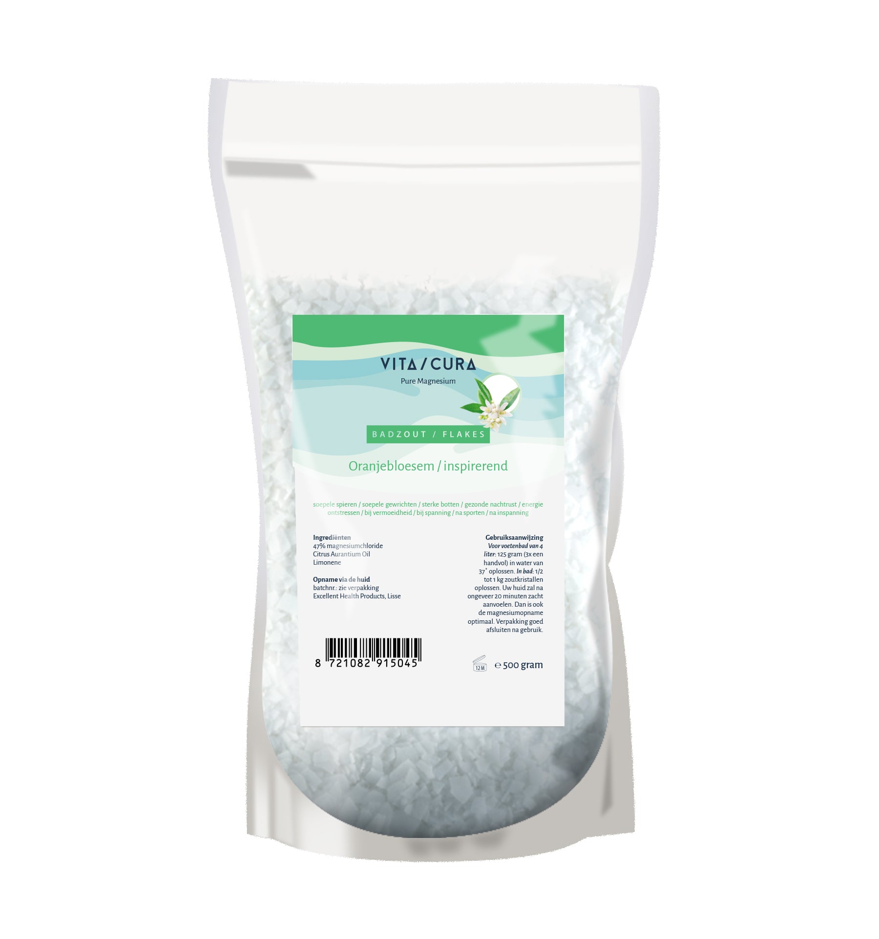 Vitacura Magnesium zout flakes oranjebloesem 500 Gram