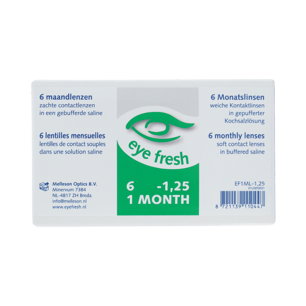Eyefresh Eye Fresh maandlenzen 6-pack -1.25 6.00 Stuks