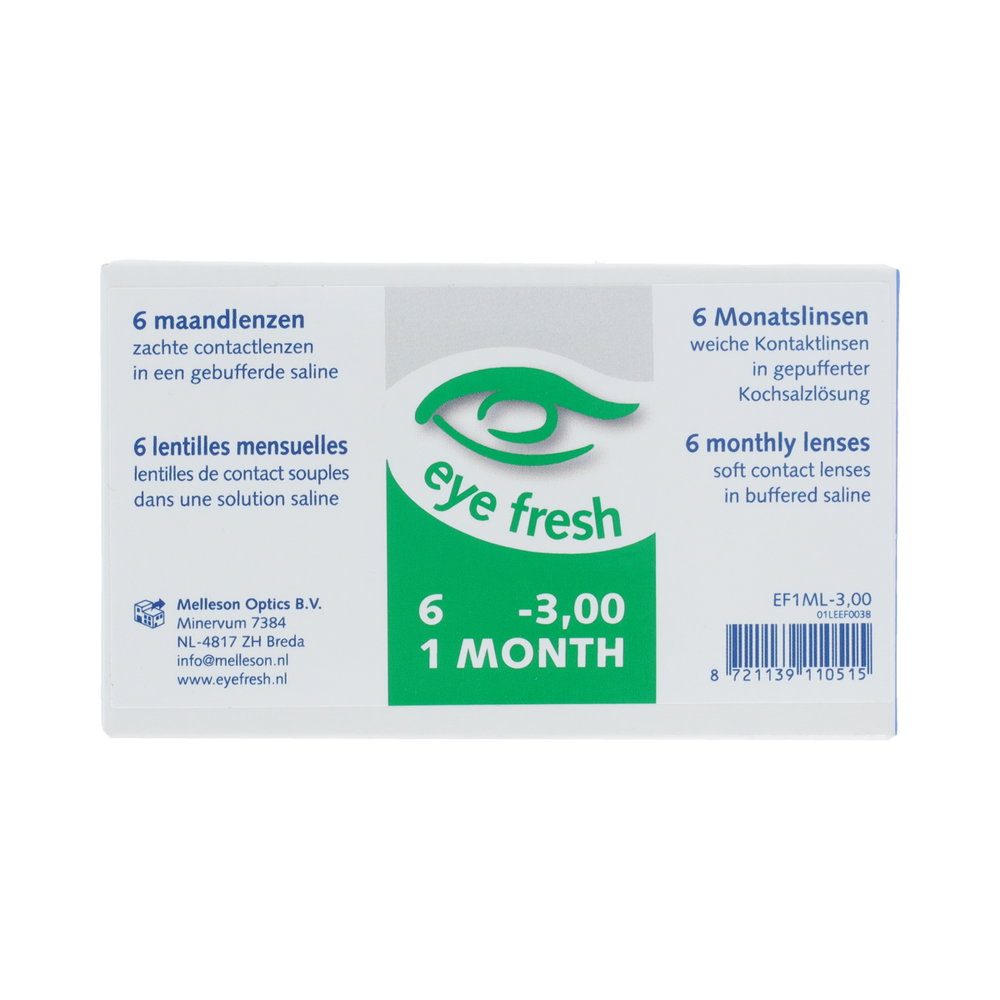 Eyefresh Eye Fresh maandlenzen 6-pack -3.00 6.00 Stuks