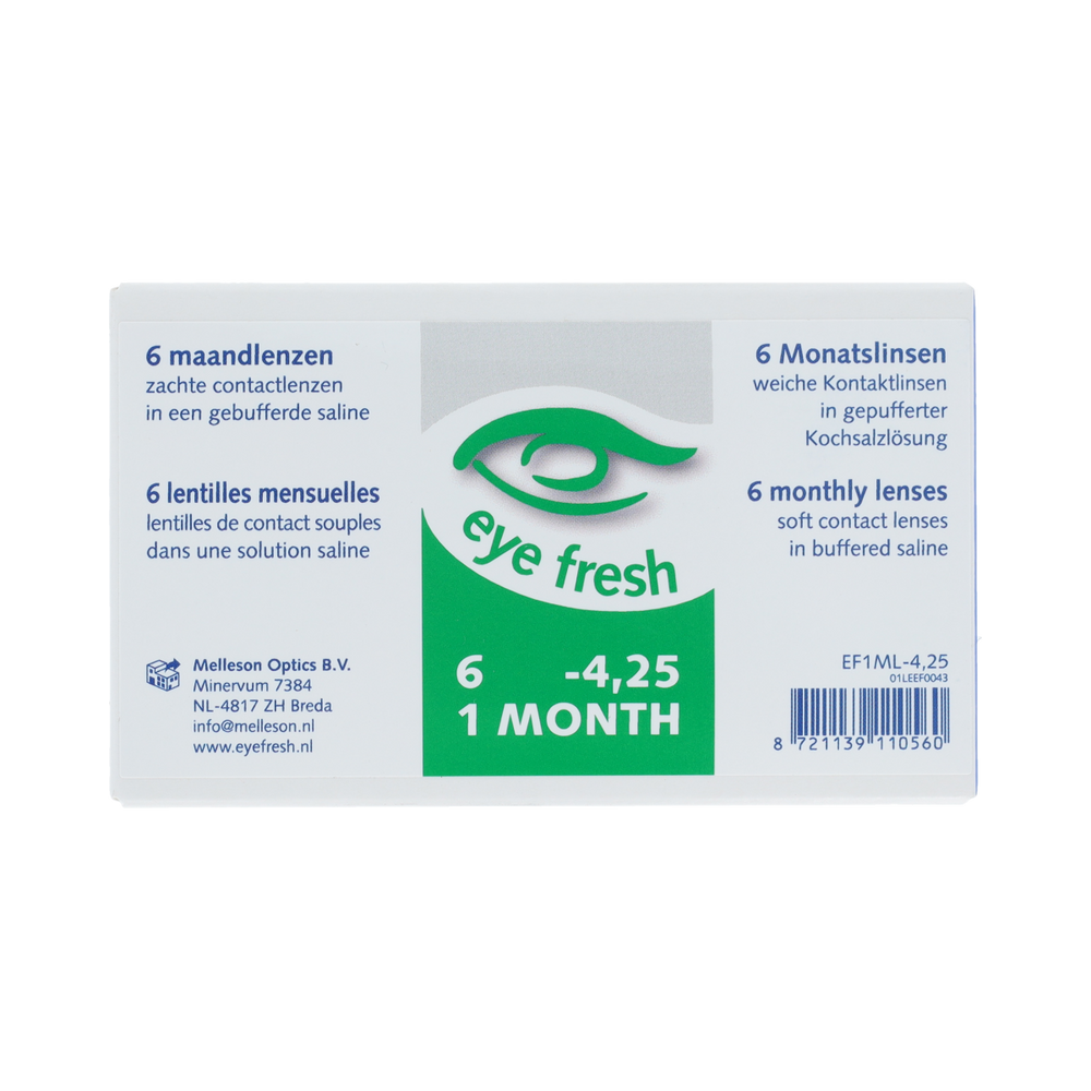 Eyefresh Eye Fresh maandlenzen 6-pack -4.25 6.00 Stuks