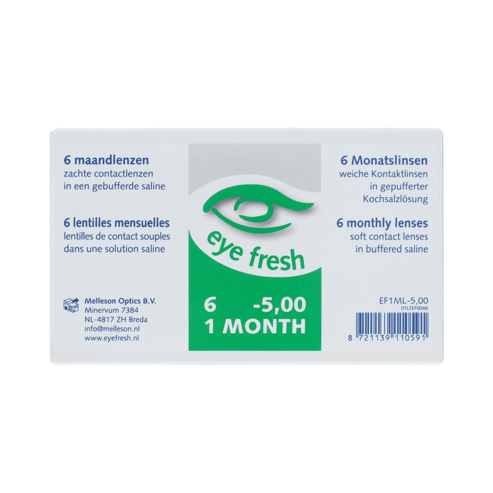 Eyefresh Eye Fresh maandlenzen 6-pack -5.00 6.00 Stuks