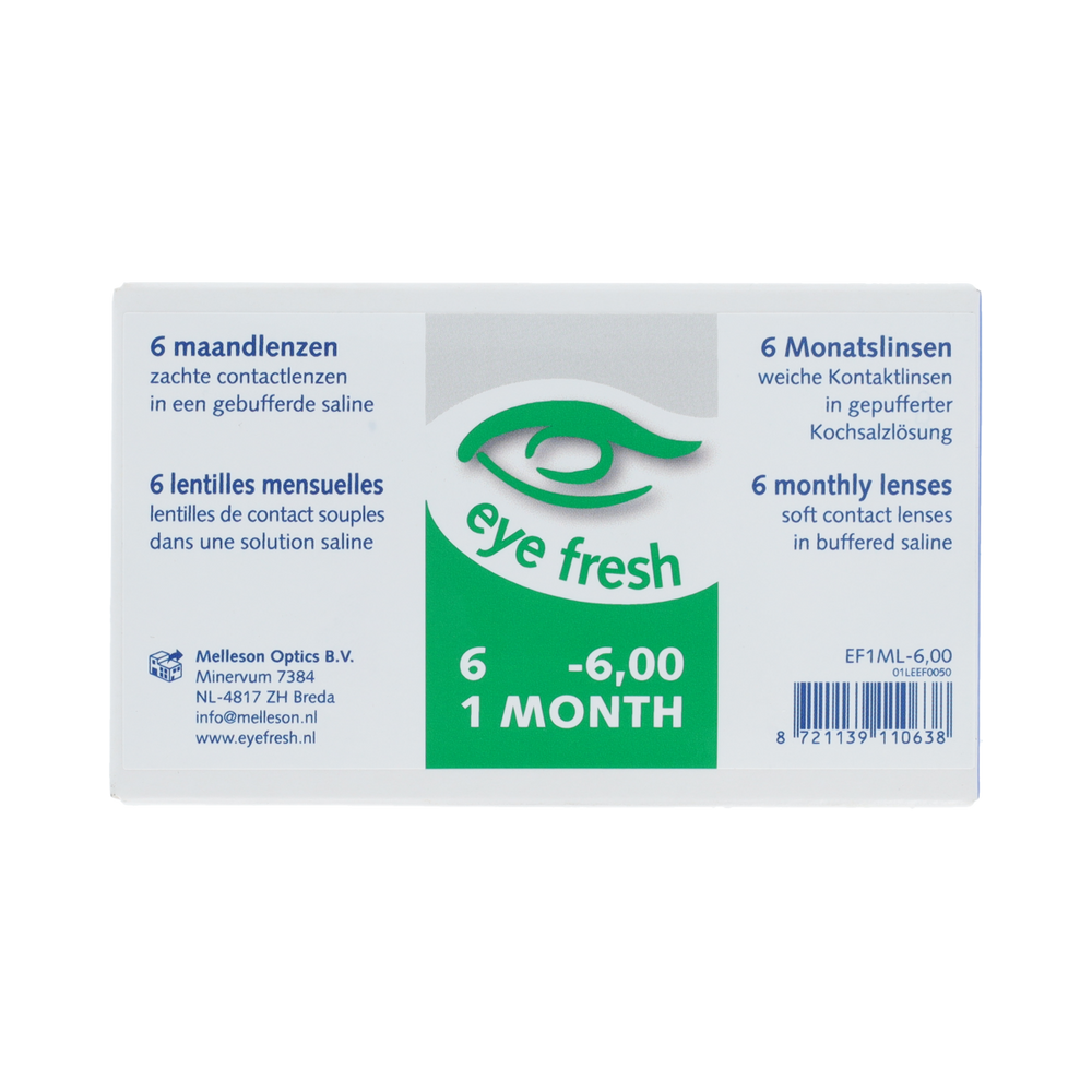 Eyefresh Eye Fresh maandlenzen 6-pack -6.00 6.00 Stuks