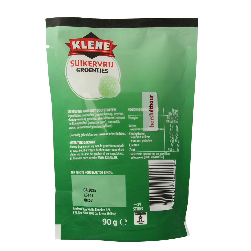 Klene Groentjes suikervrij  90.00 Gram