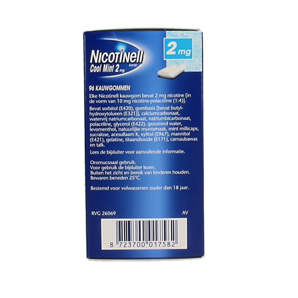 Nicotinell Kauwgom cool mint 2mg 96.00 Stuks