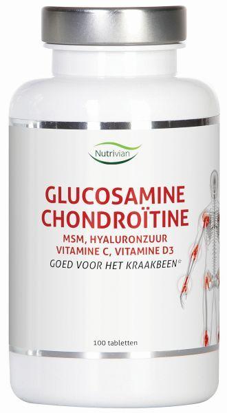 Nutrivian Glucosamine chondoitine MSM hyaluron vit D3/C 100 Tabletten
