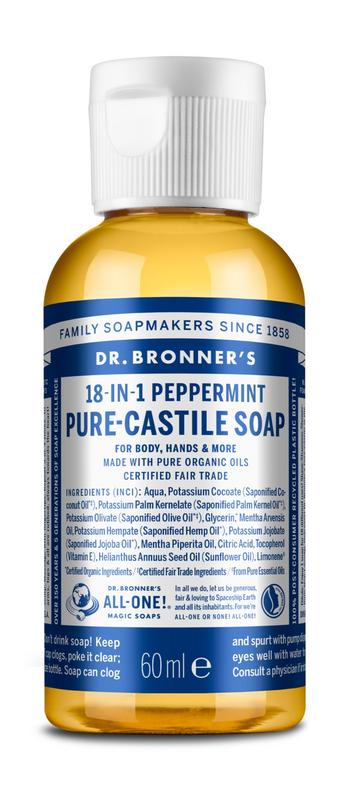 Dr Bronners Liquid soap peppermint 60 Milliliter