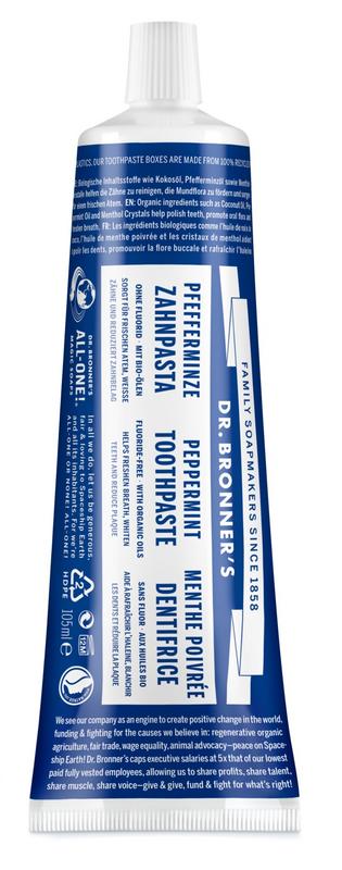 Dr Bronners Tandpasta zonder fluor mint 105.00 Milliliter