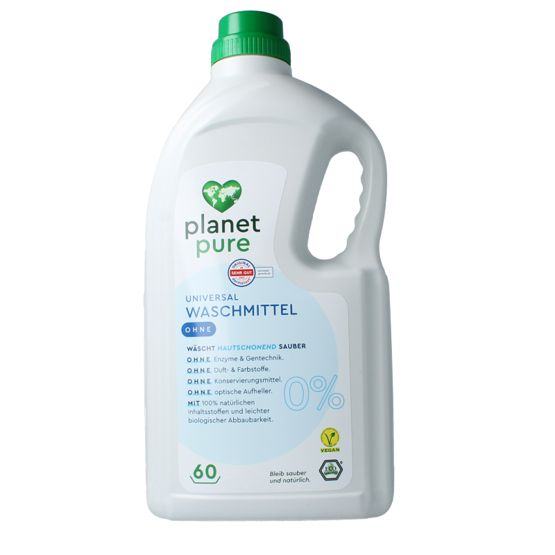 Planet Pure Wasmiddel vloeibaar universeel 0% zero 3 Liter