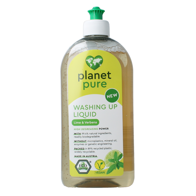 Planet Pure Afwasmiddel lime & verbena 500 Milliliter