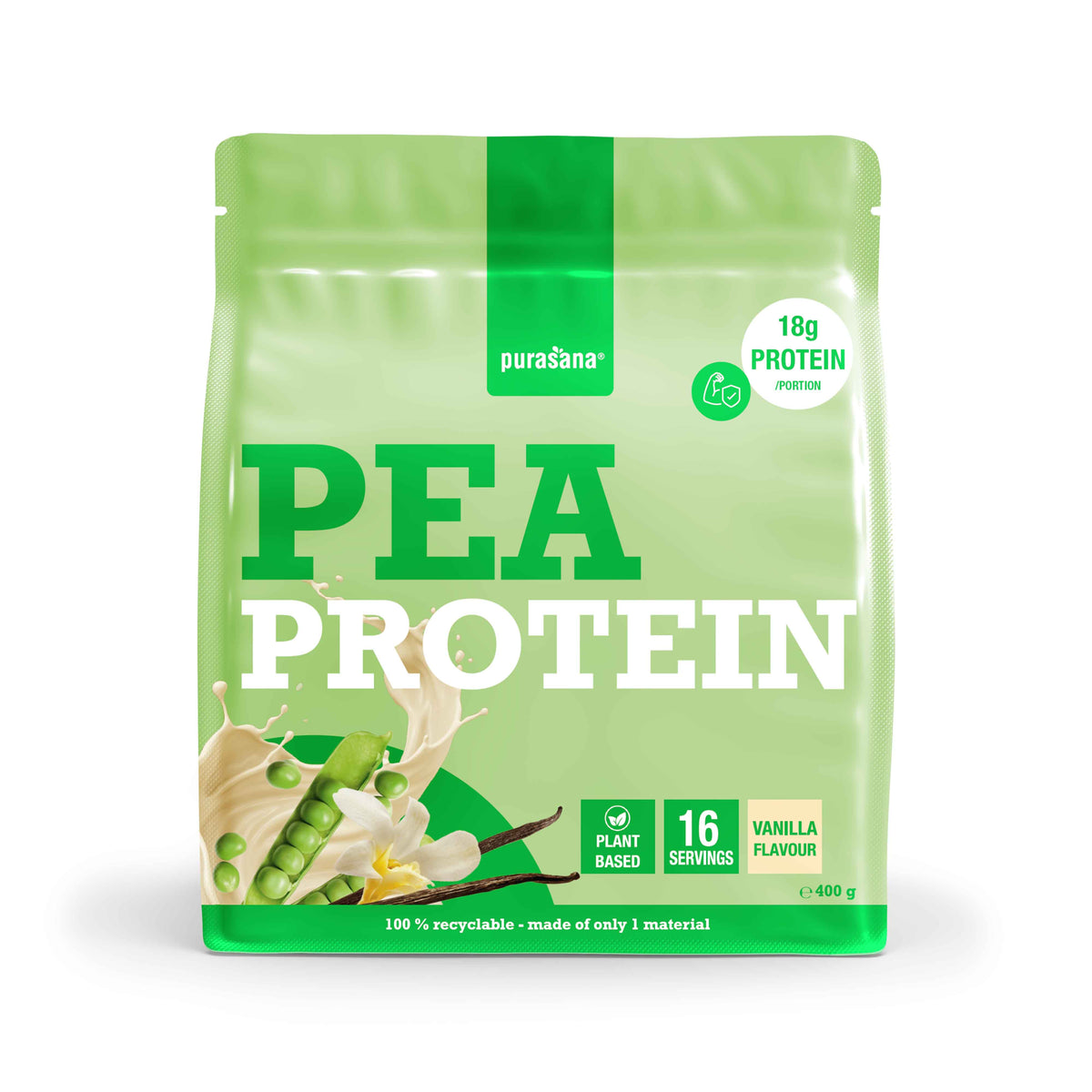 Purasana Plant protein erwt vanille 400.00 Gram