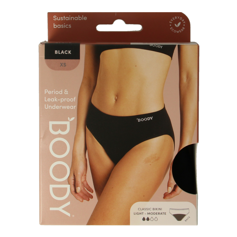 Boody  Menstruatieondergoed bikinislip zwart lich/norm XS 1 Stuks